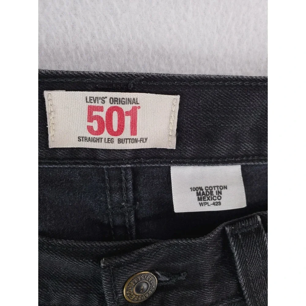 Levis 501 Jeans Mens 34x34 Black Original Straight Button Fly Red Tab Work Pants